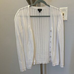 Talbots Textured White Cardigan